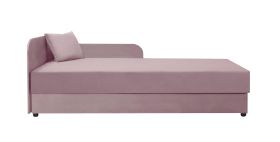 Rosa Gästebett / Tagesbett mit ausklappbaren Stauraum Lobatos 75, Kopfteil links, Bonellfederkernung, Sofa-Bett, Liegefläche: 80 x 195 cm, für Gästezimmer