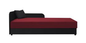 Gästebett / Tagesbett Lobatos 29, inkl. Kissen, Bonellfederkernung, Farbe: Schwarz / Rot, Liegefläche: 90 x 195 cm, aufklappbarer Stauraum, Kopfteil links