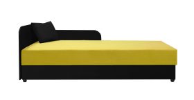 Modernes Tagesbett / Gästebett inkl. Kissen Lobatos 11, Farbe: Schwarz / Gelb, Liegefläche: 90 x 195 cm, Kopfteil links, Stauraum, Sofa-Bett, Bonellfederkernung