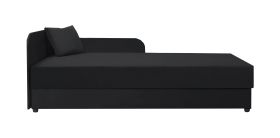 Tagesbett / Gästebett mit Stauraum Lobatos 01, Farbe: Schwarz, bequeme, Kopfteil links, Liegefläche: 90 x 195 cm, Sofa-Bett, für Gästezimmer