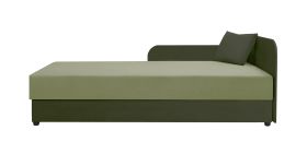 Modernes Tagesbett / Gästebett inkl. Kissen Lobatos 34, Farbe: Dunkelgrün / Grün, Kopfteil rechts, Sofa-Bett, Liegefläche: 90 x 195 cm, Bonellfederkernung