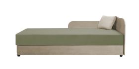 Gästebett / Tagesbett Lobatos 32, inkl. Kissen, Farbe: Beige / Grün, Bonellfederkernung, Liegefläche: 90 x 195 cm, aufklappbarer Stauraum, für Gästezimmer