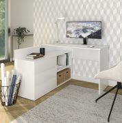 Eckschreibtisch | Weiß | Push-to-open Funktion | 120 cm Arbeitsfläche | Maße: 124 x 120 x 54 cm | 3 Schubladen | funktional und stilvoll | 2 Fächer | für Büro