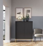 Kommode Worthing 47, Farbe: Schwarz / Gold - Abmessungen: 125 x 104 x 39 cm (H x B x T)