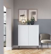 Große Kommode mit genügend Stauraum Worthing 32, Farbe: Weiß / Schwarz / Gold - Abmessungen: 125 x 104 x 39 cm (H x B x T)