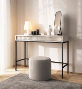 Eleganter Schreibtisch mit zwei Schubladen Worthing 77, Farbe: Kaschmir, Maße: 78 x 104 x 50 cm, ABS-Kantenschutz, für Wohnzimmer, Beine: Schwarz