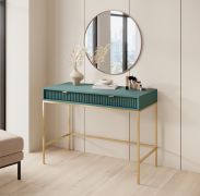 Schreibtisch Worthing 21, Farbe: Grün / Gold - Abmessungen: 78 x 104 x 50 cm (H x B x T)