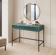 Moderner Schreibtisch Worthing 20, Farbe: Grün / Schwarz / Gold - Abmessungen: 78 x 104 x 50 cm (H x B x T)