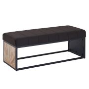Sitzbank, Farbe: Schwarz /  Mango, teilmassiv - Abmessungen: 40 x 105 x 40 cm (H x B x T) mit Sitzpolster