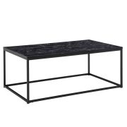 Wohnzimmertisch eckig, Farbe: Marmoroptik / Schwarz - Abmessungen: 100 x 60 x 40 cm (B x T x H)