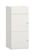 Schmale Kommode "Aenna 123" mit einer Tür und 2 Fächern, Korpus Front und Griffe: Weiß, Maße: 90 x 40 x 34 cm, Ablage