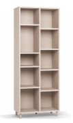Bücherregal | Farbe: Beige | sehr stabiles Regal auch bei Belastung | Maße: 75,5 x 38 x 194 cm | 10 Fächer | Beine: Metall | für Wohnzimmer oder Büro