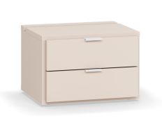 Nachtkommode | 2 Schubladen | Farbe: Beige | LED-Beleuchtung mit Berührungssensor | Maße: 45 x 40 x 30 cm | Soft-Close Funktion | für Schlafzimmer