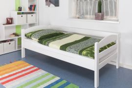 Einzelbett "Easy Premium Line" K1/n/s, Buche Vollholz massiv weiß lackiert