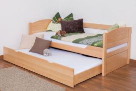 Einzelbett / Ausziehbett "Easy Premium Line" K1/s Voll inkl. 2. Liegeplatz und 2 Abdeckblenden, 90 x 200 cm Buche Vollholz massiv Natur