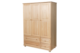 Kleiderschrank Massivholz natur 017 - 190 x 133 x 60 cm (H x B x T)