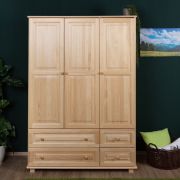 Kleiderschrank Massivholz natur 017 - Abmessung 190 x 133 x 60 cm (H x B x T)