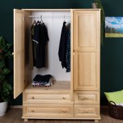 Kleiderschrank Holz natur 017 - Abmessung 190 x 133 x 60 cm (H x B x T)