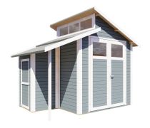 Gartenhaus / Gartenhütte mit Anbau Puchheim 02 inkl. Fußboden, Grau - 19 mm Elementgartenhaus, Grundfläche: 5,86 m², Doppel-Pultdach