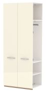 Anbaumodul für Drehtürenschrank / Kleiderschrank Gataivai, Farbe: Beige Hochglanz / Walnuss - 224 x 90 x 56 cm (H x B x T)