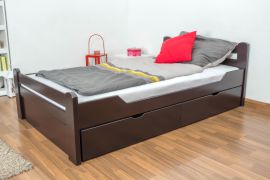 Jugendbett "Easy Premium Line" K4 inkl. 2 Schubladen und 1 Abdeckblende, 120 x 200 cm Buche Vollholz massiv Schokobraun