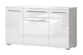 Kommode Garim 1, Farbe: Weiß Hochglanz - 85 x 150 x 45 cm (H x B x T)