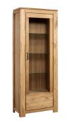 Stabile Vitrine mit Glastür Balsa 05, Eiche teilmassiv, Natur, 206 x 78 x 47 cm, mit fünf Fächer und drei Glaseinlegeböden