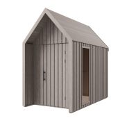 Steiner Shopping Gartenhütte im skandinavischen Style | 1 Fenster | Grau-Braun | Grundfläche: 4,64 m² | Satteldach | Außenmaße: 162,4 x 285,7 cm | Malmö 22 | Fichtenholz