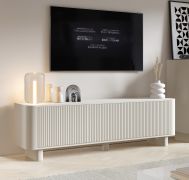 TV-Unterschrank | Kaschmir | 3 Kipptüren | 3 Fächer | 180 x 40 x 54 cm | Push-to-open Funktion | TV-Möbel | Lamellen Design | auf Beinen oder hängend | für Wohnzimmer
