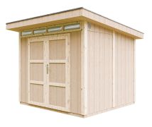 Gartenhaus Weitra mit Doppeltür und Schloss, Dach: Bitumenschindeln, Fußboden inkludiert, Naturbelassen, Nutzfläche: 6 m², 236 x 250 cm, Wand: 10 mm