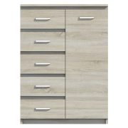 Kommode Pamulang 05, Farbe: Sonoma Eiche - Abmessungen: 112 x 82 x 40 cm (H x B x T)