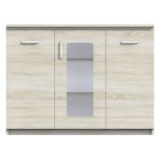 Vitrine Pamulang 03, Farbe: Sonoma Eiche - Abmessungen: 91 x 122 x 40 cm (H x B x T)