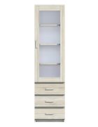 Vitrine Pamulang 01, Farbe: Sonoma Eiche - Abmessungen: 200 x 52 x 40 cm (H x B x T)