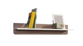 Hängeregal / Wandregal Bulolo 04, Farbe: Weiß / Nuss - Abmessungen: 18 x 110 x 20 cm (H x B x T)