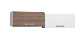 Hängeschrank Bulolo 05, Farbe: Weiß / Nuss - Abmessungen: 30 x 110 x 30 cm (H x B x T)