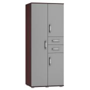 Schrank Tabubil 30, Farbe: Wenge / Grau - Abmessungen: 200 x 80 x 60 cm (H x B x T)
