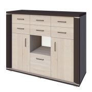 Kommode Aitape 46, Farbe: Sonoma Eiche dunkel / Sonoma Eiche hell - Abmessungen: 105 x 130 x 40 cm (H x B x T)