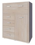 Kommode Kerowagi 23, Farbe: Sonoma Eiche - Abmessungen: 125 x 100 x 41 cm (H x B x T)