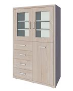 Vitrine Kerowagi 03, Farbe: Sonoma Eiche - Abmessungen: 160 x 100 x 41 cm (H x B x T)