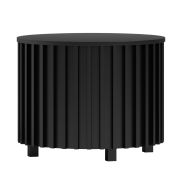 Runder Couchtisch mit 68 cm Durchmesser, elegantes Design mit Lamellen in Schwarz, 54 cm Höhe, ABS-Kanten, Metallbeine