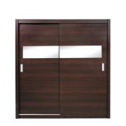 Schiebetürenschrank / Kleiderschrank Sepatan 06, Farbe: Wenge - Abmessungen: 210 x 150 x 60 cm (H x B x T)