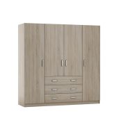 Drehtürenschrank / Kleiderschrank Sepatan 08, Farbe: Sonoma Eiche - Abmessungen: 210 x 200 x 60 cm (H x B x T)