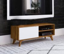 TV-Unterschrank Timaru 24 Wildeiche geölt / Weiß, teilmassiv - Abmessungen: 48 x 120 x 40 cm (H x B x T)