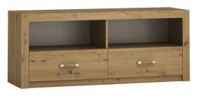 TV-Unterschrank Vanimo 03, Farbe: Eiche - Abmessungen: 57 x 140 x 42 cm (H x B x T)