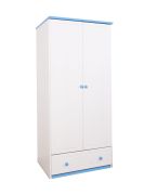 Kleiderschrank Kiefer Vollholz massiv blau 003 - Abmessung 160 x 80 x 60 cm (H x B x T)