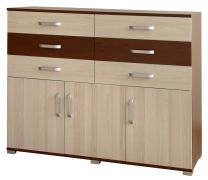 Kommode Cikupa 38, Farbe: Nuss / Ulme - Abmessungen: 103 x 130 x 40 cm (H x B x T)
