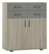 Kommode Ciomas 05, Farbe: Sonoma Eiche / Grau - Abmessungen: 104 x 90 x 40 cm (H x B x T)
