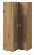 Jugendzimmer - Drehtürenschrank / Eckkleiderschrank Garian 03, Farbe: Eiche / Weiß, Abmessungen: 191 x 80 x 90 cm (H x B x T)