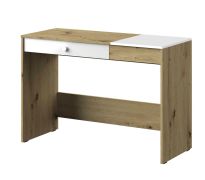 Schreibtisch Sirte 10, Farbe: Eiche / Weiß Hochglanz  -  Abmessungen: 82 x 120 x 50 cm (H x B x T)