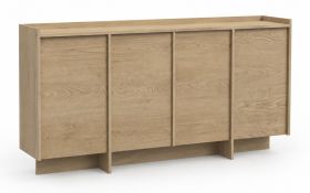 Schlichte Kommode Illgau 01, Cremona - Hellbraun, 90 x 200 x 38 cm, mit 4 Türen und 6 Fächern, Push-to-open System, hochwertig verarbeitet, Soft Close System